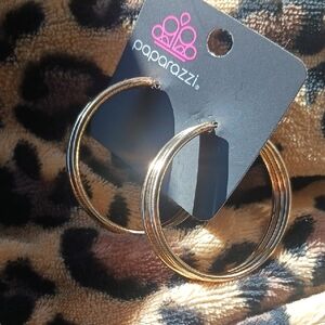 paparazzi Shiny Gold Layered Hoop Earrings